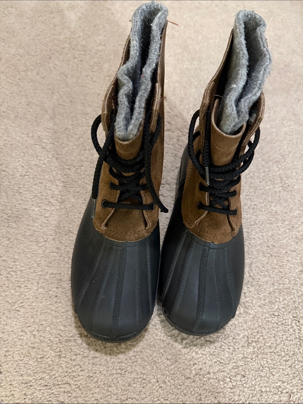 Men's Waterproof Duck Boots in Brown and Black